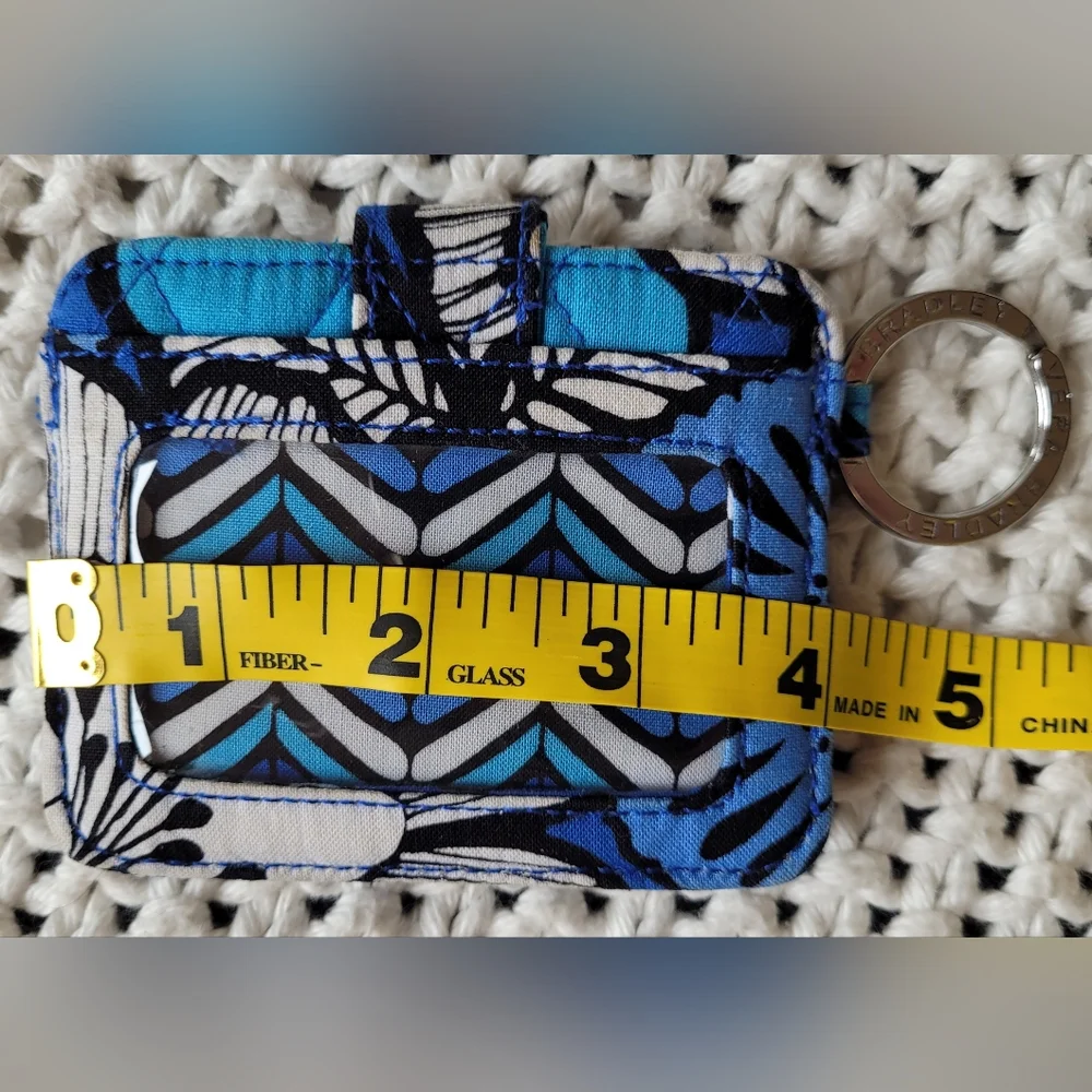 Vera Bradley Quilted Blue Bayou Floral/Herringbone Keychain Card Holder - Picture 10 of 11